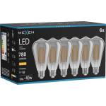 Mexen Vintis 6x LED филаментна крушка E27, ST64, 10W, Топла - 2700K, 780 lm, опушено (L152-E27-1027-70x06)