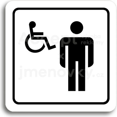 ACCEPT Piktogram WC muži, invalidé - bílá tabulka - černý tisk