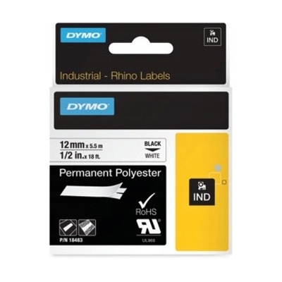 Dymo Rhino 18483 - originální polyesterová páska - černo-bílá, 12 mm x 5,5 m