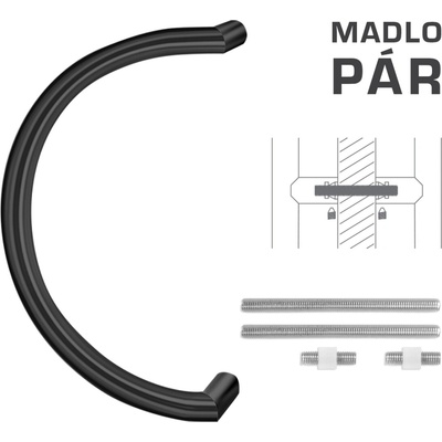 FT - MADLO kód K16 Ø 30 mm UN pár Rozteč madla: 350 mm, Dĺžka: 380 mm, Rozmer profilu madla: Ø 30 mm
