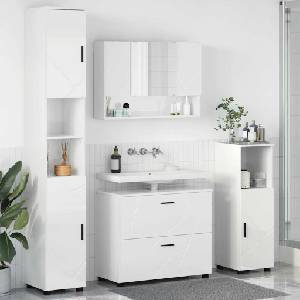 vidaXL Комплект мебели за баня 4 бр. Лъскаво бяло 35 x 30 x 192 см (3393047)