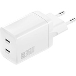 4smarts Захранване за ел. мрежа с 2xUSB-C PD изходи с технология за бързо зареждане (бял) - 4smarts GaN 2C Wall Charger Dual USB-C 36W (540362)