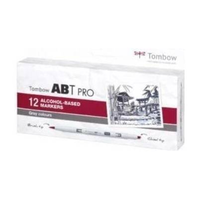 Tombow Oboustranný lihový fix ABT PRO - Gray colors 12 ks