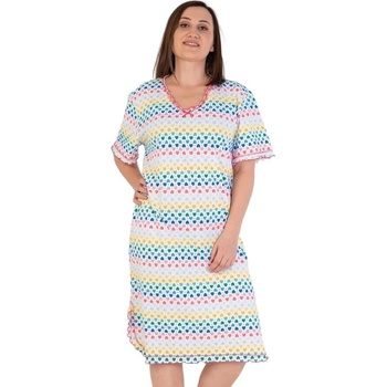 Макси нощница в бяло с цветни сърчица