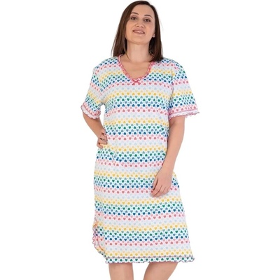 Макси нощница в бяло с цветни сърчица