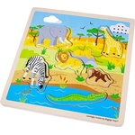 Bigjigs Toys Дървен пъзел със звуци Bigjigs - Сафари, 6 части (34034) - ozone