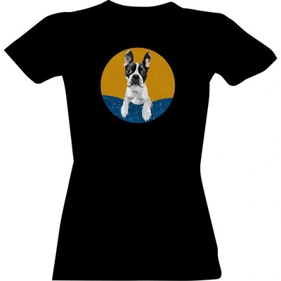 Tričko s potiskem Tričko Boston Terrier dámské černé dámské Černá
