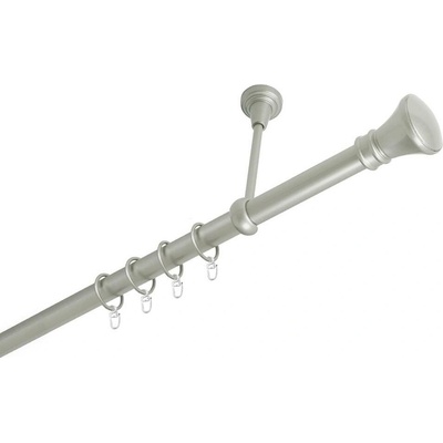 OK-GarnýžeCZ Garnýž kovová jednořadá 25mm Koloseo stříbrná mat 220 cm do stropu / kroužky s háčkem