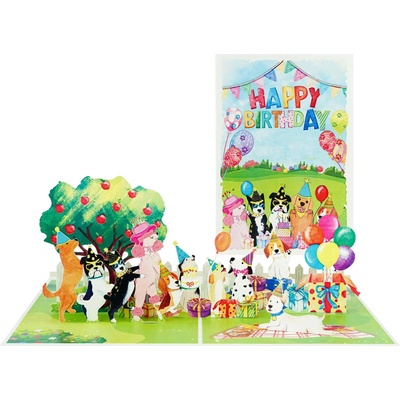 Kiriori 3d Поздравителна картичка "Парти с кучета" kiriori pop up