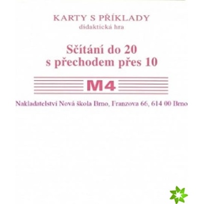 Sada kartiček M4 - sčítání do 20 s přechodem přes 10