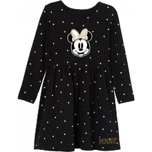 Dievčenské bavlnené šaty s dlhým rukávom Minnie Mouse