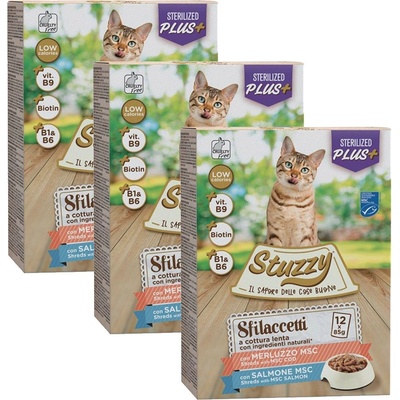 Stuzzy Cat Shreds MULTIPACK Sterilized накъсани меса от треска и сьомга 3 x (12 x 85 г)