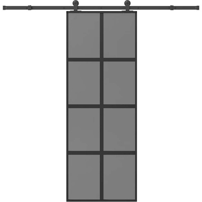 vidaXL Плъзгаща се врата с обков 76x205 см Закалено стъкло&Алуминий (3333022)
