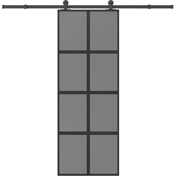 vidaXL Плъзгаща се врата с обков 76x205 см Закалено стъкло&Алуминий (3333022)