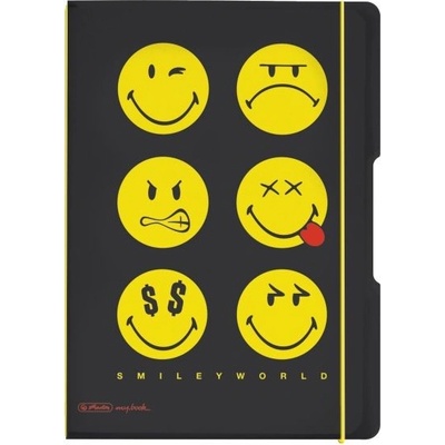 Herlitz sešit flex A4 2x čtverečkovaný + linkovaný PP black smiley