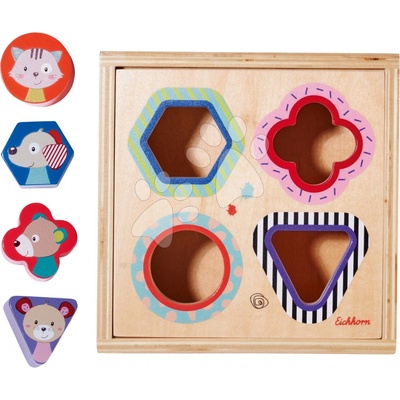 Eichhorn vkládačka Shape Sorter Box Friends se 4 kostkami s motivem zvířátek