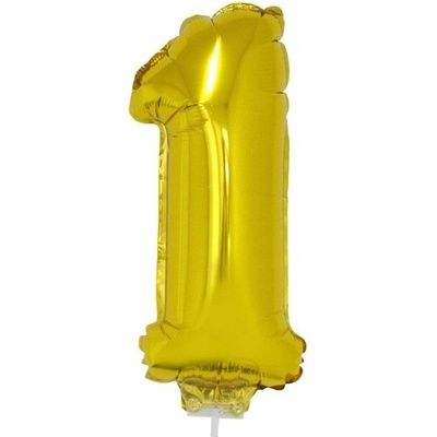 Foliový balónek číslo 1 zlatý 41 cm + tyčka