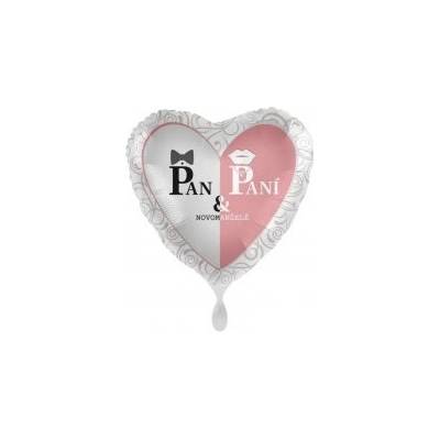 Srdce Pan a Paní Novomanželé CZ 43 cm fóliový balónek
