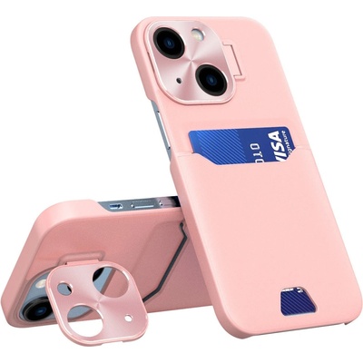 HQWear Кейс с отделение за карти HQWear Leather Stand Case за iPhone 14 Plus, със стойка, розов (9145576269671)