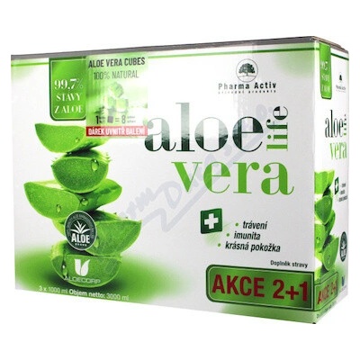 PHARMA ACTIV AloeVeraLife 3 x 1000 ml + Aloe Vera Cubes 10 g