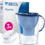 BRITA water filter jug Marella blue incl. 3x MAXTRA PRO Pure Performance cartridge - refrigerator-suitable filter jug with BRITA Memo, folding lid, filters impurities - 1051935 (1051935) Филтрираща кана