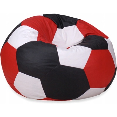 Jaks sedací vak XXXL futbalová lopta + podnožka 100x100x60cm bielo-čierno - sivý
