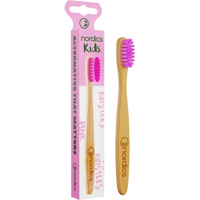 Nordics Бамбукова четка за зъби за деца, розова
