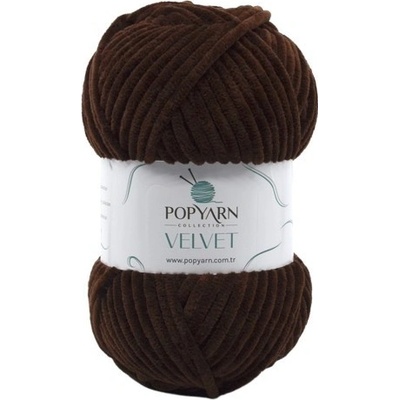 POPYARN Pletací příze Velvet B011 - hnědá
