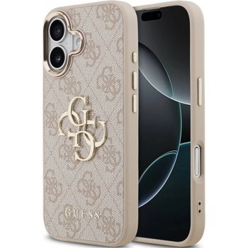 GUESS Калъф Guess - 4G Metal Logo Gold Frame, iPhone 17, MagSafe, розов (3666339521752)