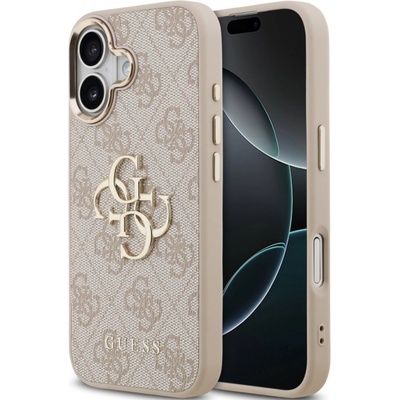 GUESS Калъф Guess - 4G Metal Logo Gold Frame, iPhone 17, MagSafe, розов (3666339521752)