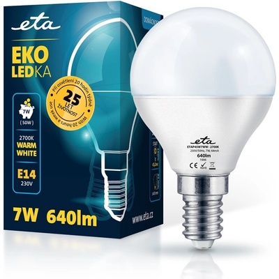 ETA ACC žárovka LED ETA EKO LEDka mini globe 7W, E14, teplá bílá
