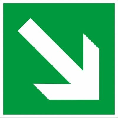 Piktogram Smer na dosiahnutie bezpečia vpravo dole - 50x50 mm, SAMOLEPKA PVC