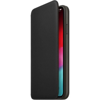 Apple Leather Folio Case - оригинален кожен (естествена кожа) калъф за iPhone XS Max (черен)