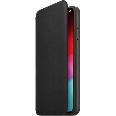 Apple Leather Folio Case - оригинален кожен (естествена кожа) калъф за iPhone XS Max (черен)