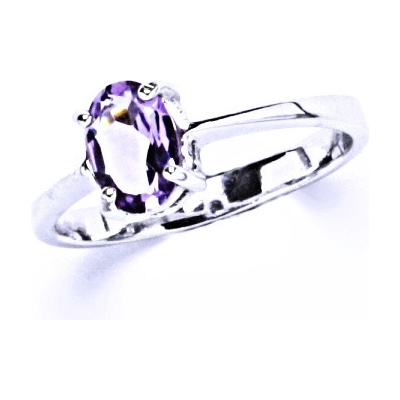 Čištín Zlatý prsten přírodní ametyst světlý bílé i žluté zlato T 1246
