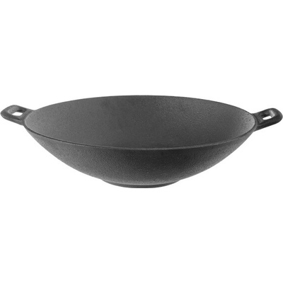 Wok pánev litinová 31 cm Perfect Home – rovné dno, 2 úchopy IK12137