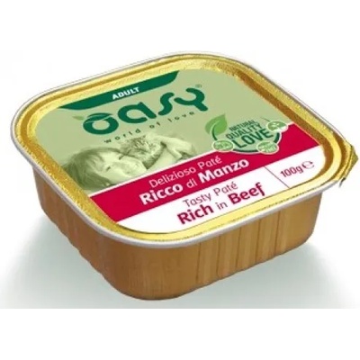 Oasy Adult Tasty Pate - пастет за пораснали котки, над 12 месеца, БЕЗ ЗЪРНО, с говеждо месо - 100 гр - Италия