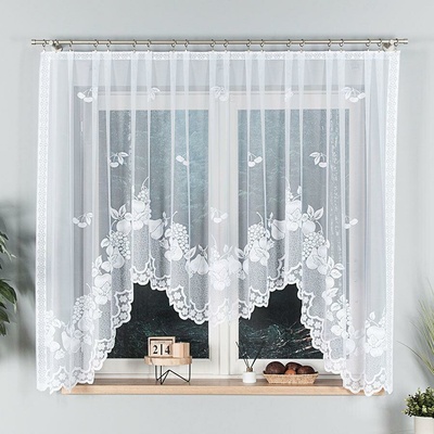 Dekorační krátká vzorovaná záclona na žabky PENELOPE 160 bílá 400x160 cm MyBestHome