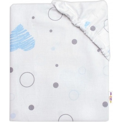 Baby Nellys prestieradlo bavlna I love Boy modrá/biela 70x140