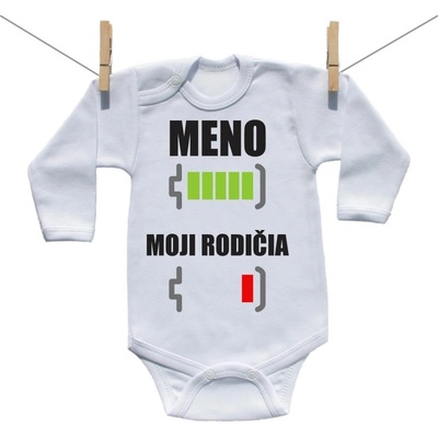 Boodyy Body s dlhým rukávom Batéria nabitá vybitá rodičia s menom