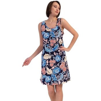 Макси нощница в тъмносиньо с цветя