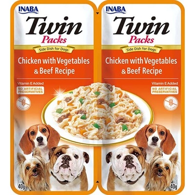 Inaba Kapsička Churu Dog Twin Packs kura zelenina a hovädzie vo vývare 80 g