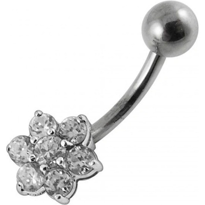 Šperky4U stříbrný piercing do pupíku kytička BP01018-C