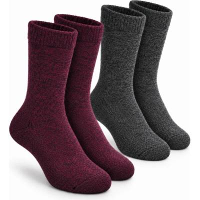 Sox dámske teplé bavlnené ponožky s jemným lemom 2 páry Bordó + antracit
