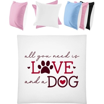 Darčeky PrintEQ Štvorcový Farebný Vankúš Dizajn s motívom Láska a pes Biela Anitcká Ružová 40x40