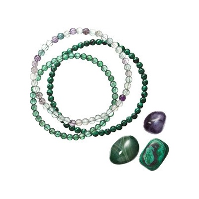 Evolution Group Cz Náramky s minerálními kameny malachit, fluorit, green achát 43043.3 zelená