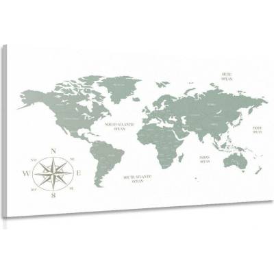 Obraz decentní mapa v zeleném provedení - 150x100
