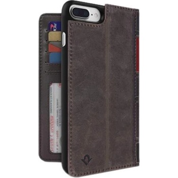 Twelve South BookBook - луксозен кожен калъф (с кейс) тип портфейл за iPhone 8 Plus, iPhone 7 Plus (кафяв)