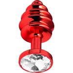 Sensual Метално дилдо Butt Plug с оребрение "RED HONEY CRYSTAL" 7 см. Размер - S