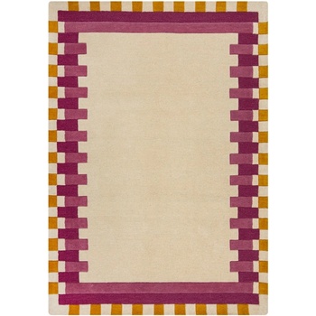 Flair Rugs Жълто-розов ръчно изработен вълнен килим 160x230 cm Kai Wool Border - Flair Rugs (503119376934)